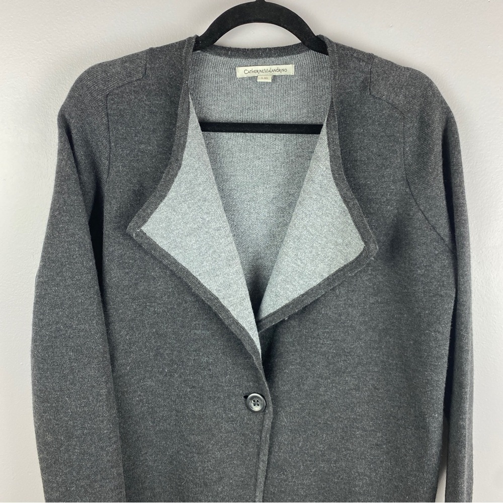 ✨3/$20✨ Catherine Malandrino Wool Blend Knit Blazer Cardigan Grey Open Front - Picture 3 of 11